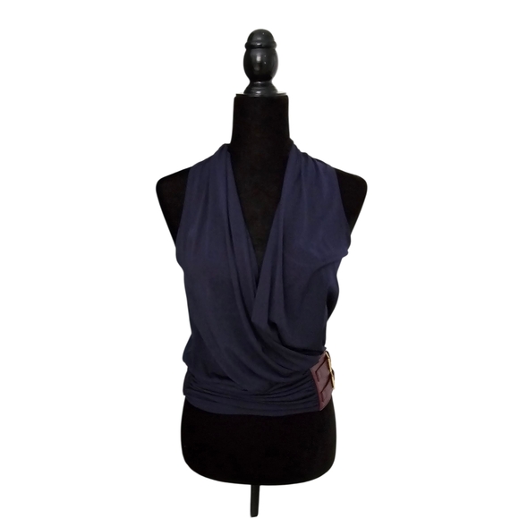 Marciano Deep Blue Draped Blouse - Picture 10 of 10
